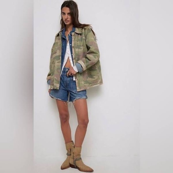 NEW Free People We The Free Reversible Camo Army Utility Jacket - Picture 2 of 14